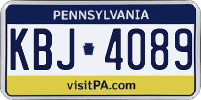 PA license plate KBJ4089