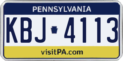 PA license plate KBJ4113