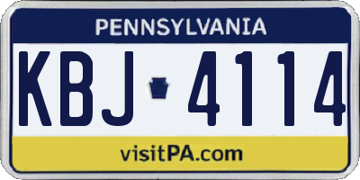PA license plate KBJ4114