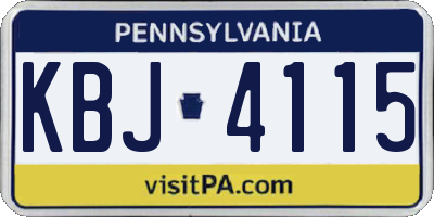PA license plate KBJ4115