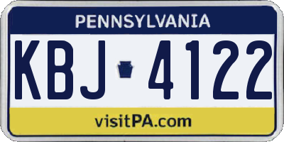 PA license plate KBJ4122