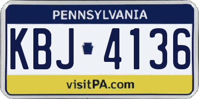 PA license plate KBJ4136