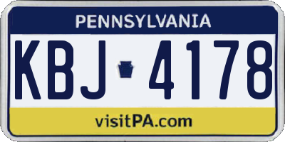 PA license plate KBJ4178