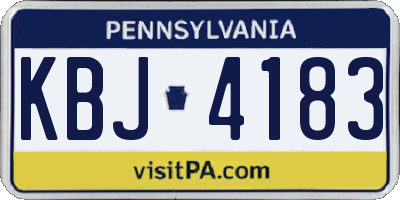 PA license plate KBJ4183