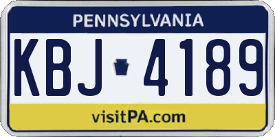 PA license plate KBJ4189