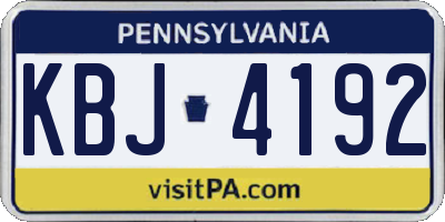 PA license plate KBJ4192
