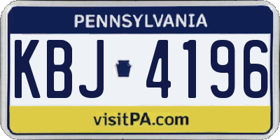 PA license plate KBJ4196