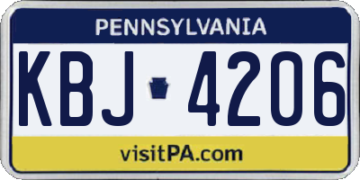 PA license plate KBJ4206