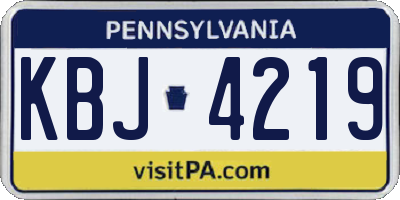 PA license plate KBJ4219