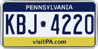 PA license plate KBJ4220