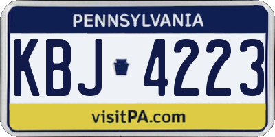 PA license plate KBJ4223