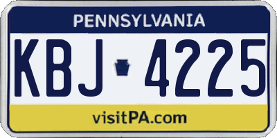 PA license plate KBJ4225