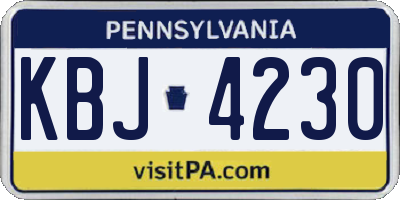 PA license plate KBJ4230