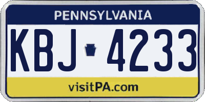 PA license plate KBJ4233