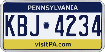PA license plate KBJ4234