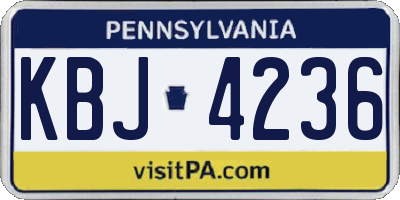 PA license plate KBJ4236