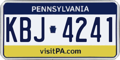 PA license plate KBJ4241