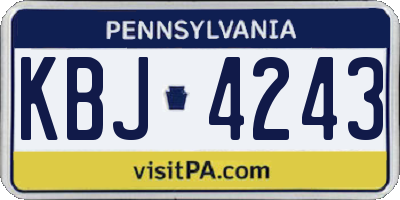 PA license plate KBJ4243