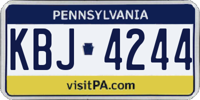 PA license plate KBJ4244