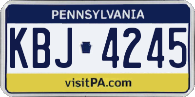 PA license plate KBJ4245