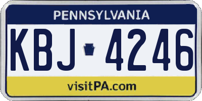 PA license plate KBJ4246