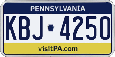PA license plate KBJ4250