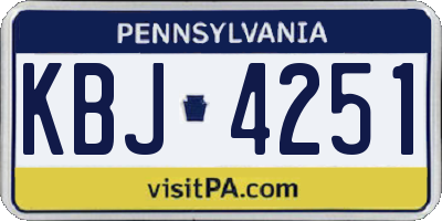 PA license plate KBJ4251