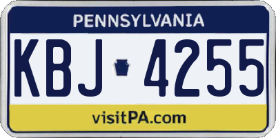 PA license plate KBJ4255