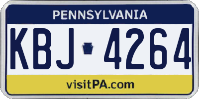PA license plate KBJ4264