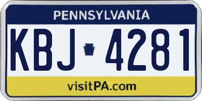 PA license plate KBJ4281