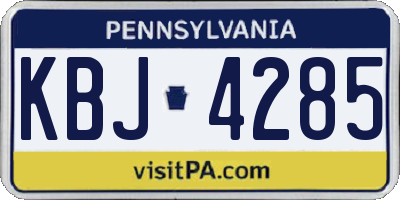 PA license plate KBJ4285