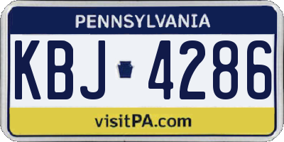 PA license plate KBJ4286