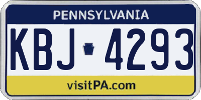 PA license plate KBJ4293