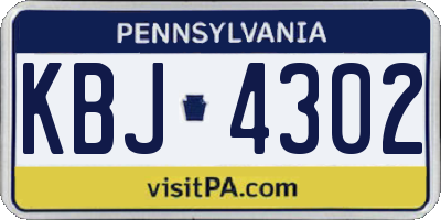 PA license plate KBJ4302