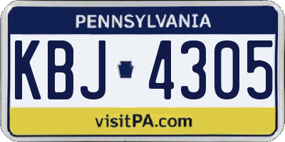PA license plate KBJ4305