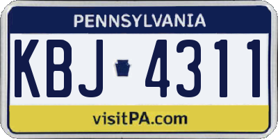 PA license plate KBJ4311