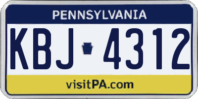 PA license plate KBJ4312