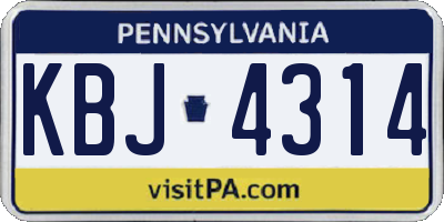 PA license plate KBJ4314