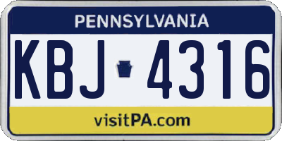 PA license plate KBJ4316
