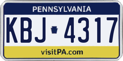 PA license plate KBJ4317