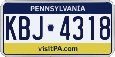 PA license plate KBJ4318