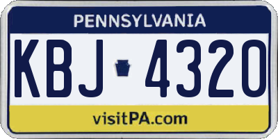 PA license plate KBJ4320
