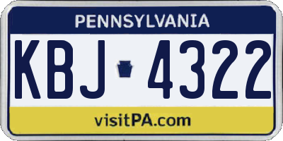 PA license plate KBJ4322