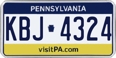 PA license plate KBJ4324