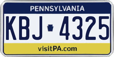 PA license plate KBJ4325