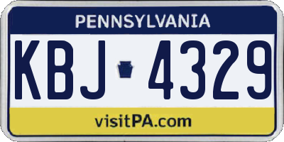 PA license plate KBJ4329