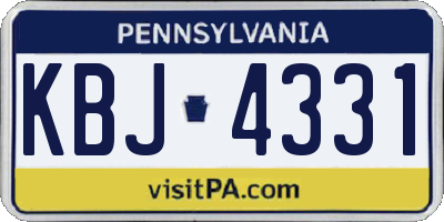 PA license plate KBJ4331