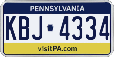 PA license plate KBJ4334