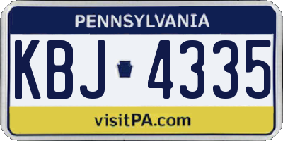 PA license plate KBJ4335