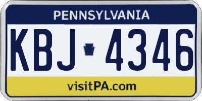 PA license plate KBJ4346